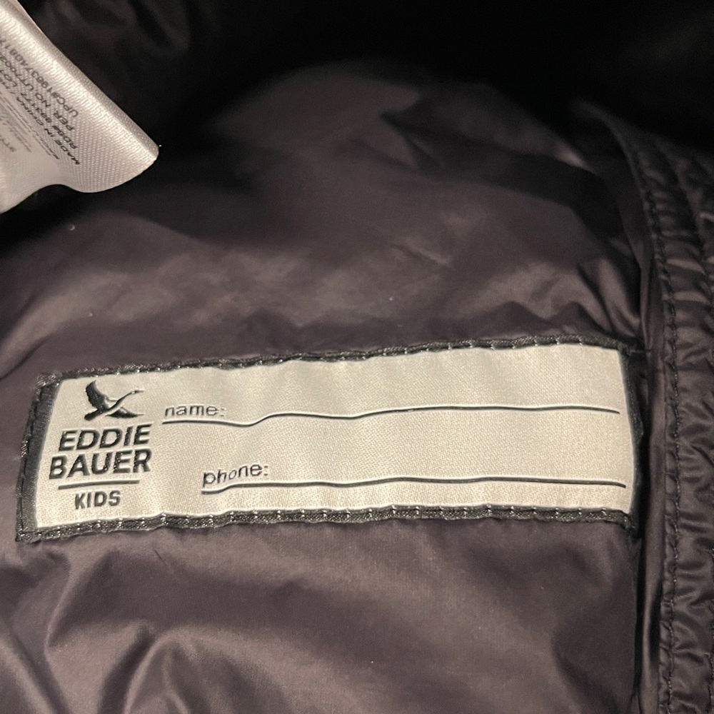 NWOT Eddie Bauer Boy Girl black Packable puffer storm repel 650 fill Medium 7/8 - Picture 11 of 16